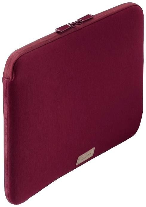 Červená laptopová taška se zipem, vhodná pro přepravu a ochranu notebooku.