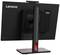 Černý monitor Lenovo ThinkCentre s červeným akcentem, zobrazující zadní stranu s pevnou základnou a několika připojovacími porty.