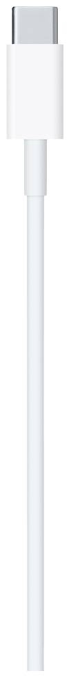 Bílý USB-C kabel, často používaný k nabíjení nebo přenosu dat, zobrazený vertikálně.