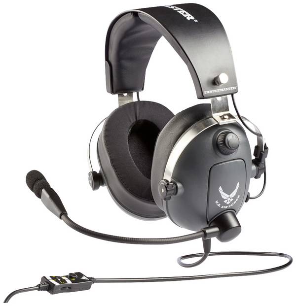 Thrustmaster T.Flight U.S. Air Force Edition-DTS  Headset uzavřená (Over Ear) kabelová stereo šedá  headset, regulace hlasitosti, Vypnutí zvuku mikrofonu Gaming
