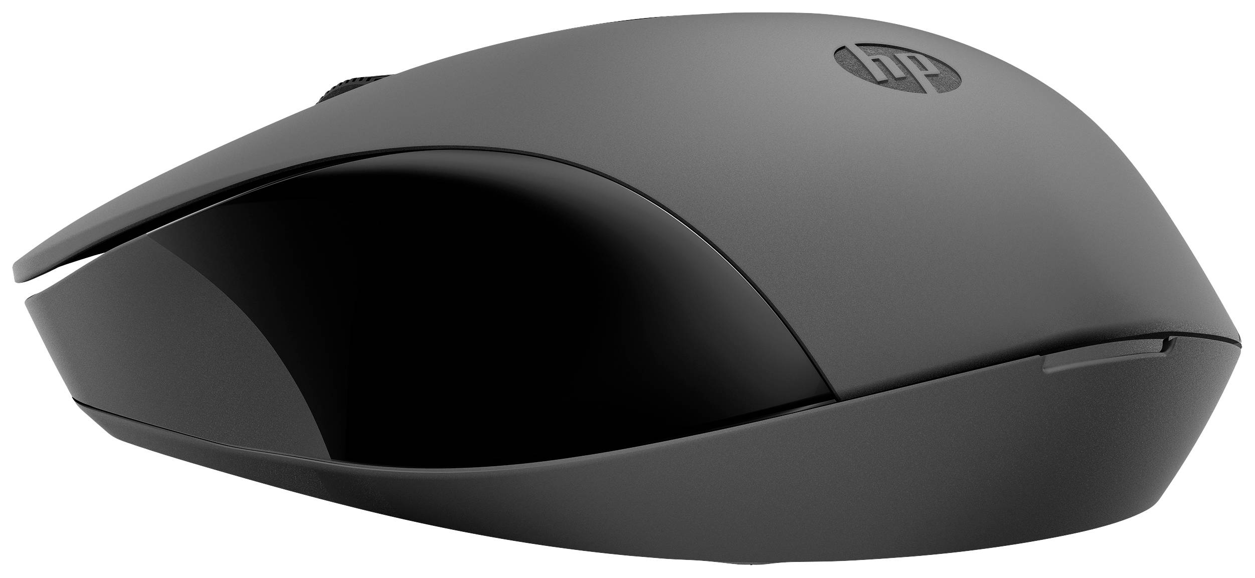 Bezdrátová černá počítačová myš s ergonomickým designem.