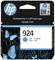 Inkoustová kazeta HP 924 v azurové barvě, balení zobrazuje modré motýly a QR kód pro aplikaci HP Smart.