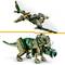 Dva LEGO modely dinosaura a létajícího plaza z kamínků v zeleno-béžových barvách. Oba znázorňují imaginární bytosti.