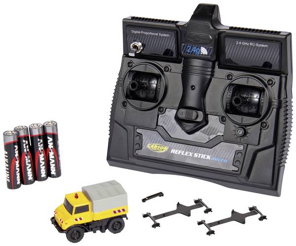 Carson Modellsport 500504146 MB Unimog U406 Zweiwegefahrzeug 1:87 RC model nákladního automobilu elektrický silniční model vč. akumulátorů, nabíječky a baterie ovladače