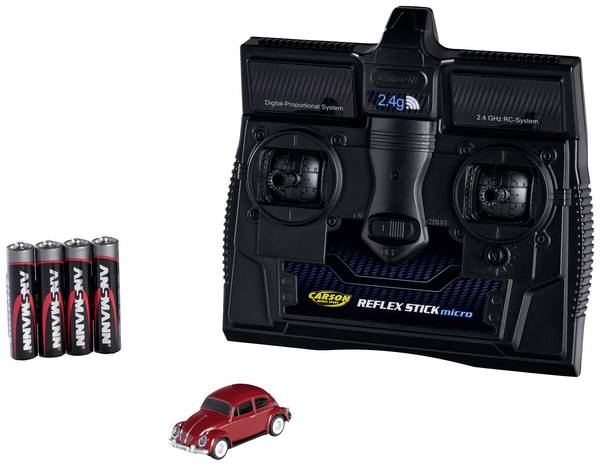 Carson Modellsport 500504147 Volkswagen Beetle 1:87 RC model auta elektrický silniční model vč. akumulátorů, nabíječky a baterie ovladače