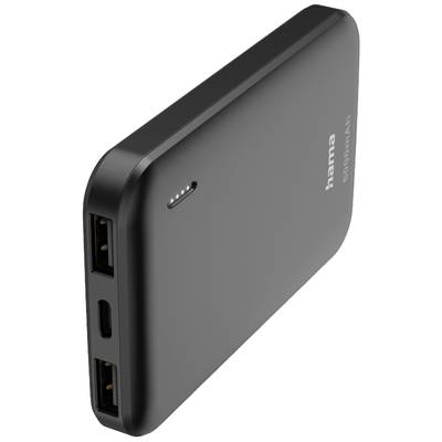 Černá powerbanka se dvěma USB porty, jedním USB-C portem a LED displejem zobrazujícím stav nabití.