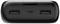Černá nabíječka se dvěma USB-A porty a jedním USB-C portem uprostřed, pohled zepředu.