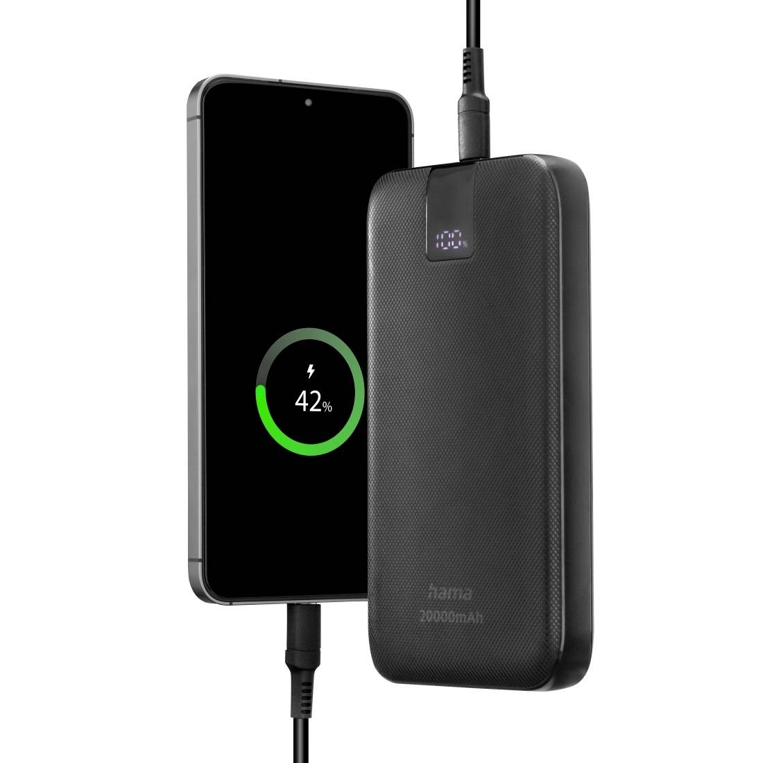 Smartphone je nabíjeno z powerbagy s 42% nabití.
