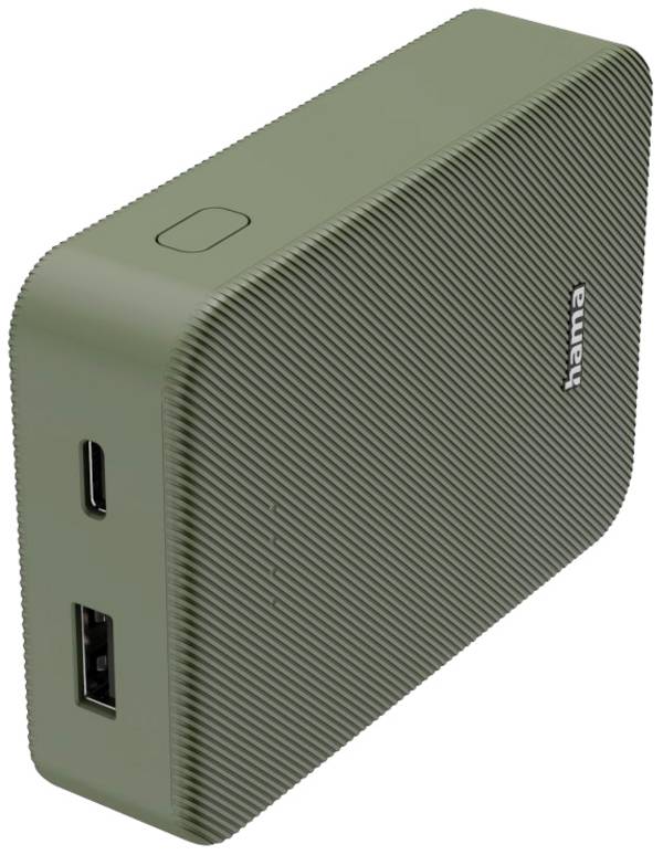 Hama Batterie powerbanka Li-Pol, 10000 mAh, Rychlé nabíjení, USB-C®, USB-A, zelená, Indikátor stavu