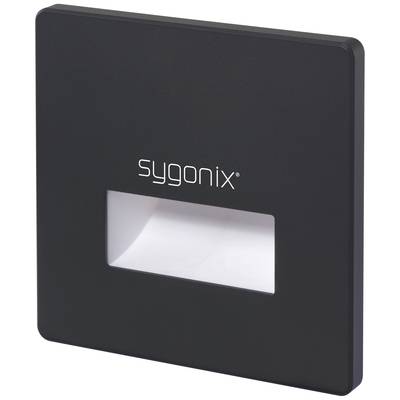Černý vypínač Sygonix s obdélníkovým okénkem uprostřed, moderní design.