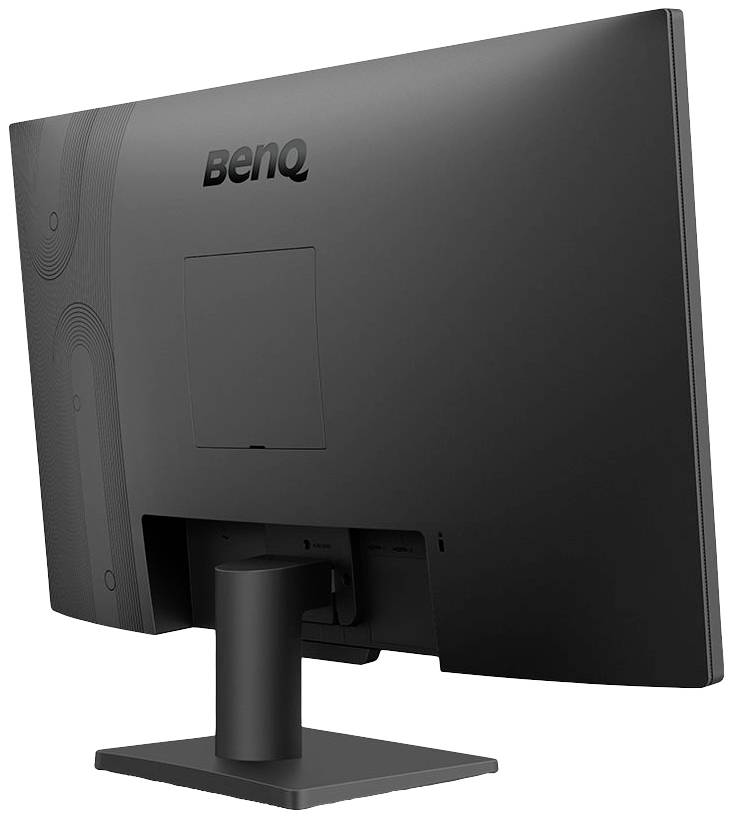 Černý monitor BenQ pohledem zezadu, ukazující stojan a jednoduché provedení skříně.