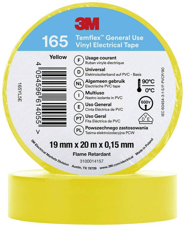 3M  165YL5E izolační páska  žlutá (d x š) 20 m x 19 mm 1 ks