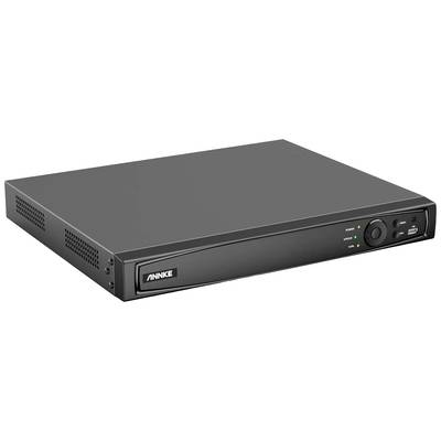 Černý síťový záznamník s indikačními světly a USB portem na přední straně. Vhodný pro sledovací systémy.