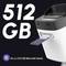 Bílá krabice s čtečkou paměťových karet zobrazuje vloženou mikroSD kartu. Je viditelný text 'Až 512 GB mikroSD karty'.