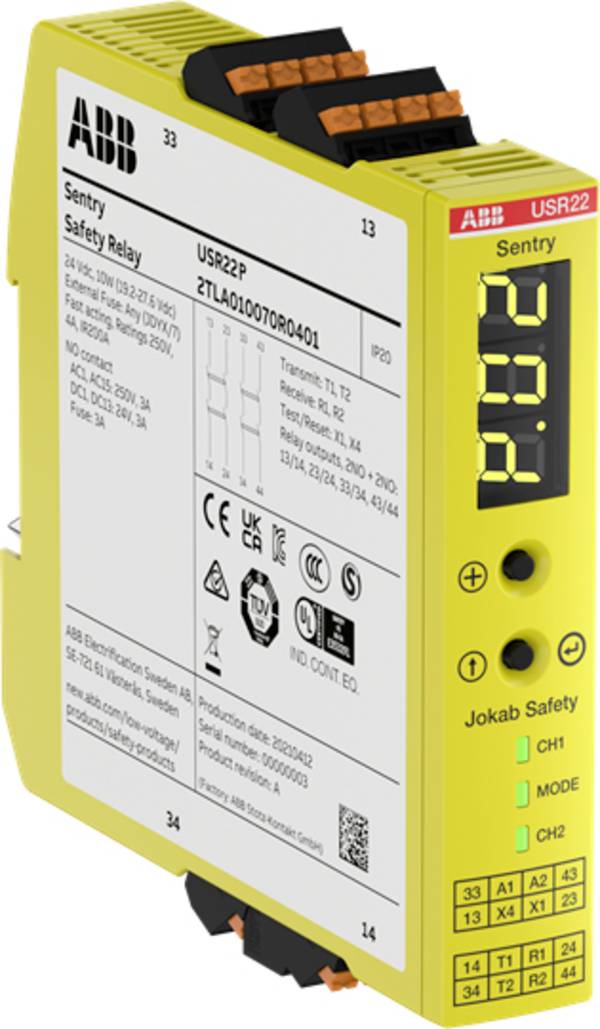 ABB Sentry USR22P ochranné relé, (š x v x h) 22.5 x 120 x 120 mm, 2TLA010070R0401, 1 ks
