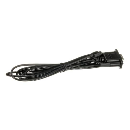 Černý VGA kabel se zástrčkou na jednom konci, vhodný pro video připojení mezi počítači a monitory.