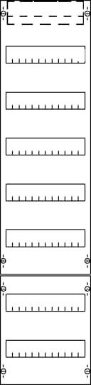 Vertikální diagram znázorňuje šest políček uspořádaných nad sebou s rovnoměrnými stupnicemi. Na koncích jsou ozdobné prvky.