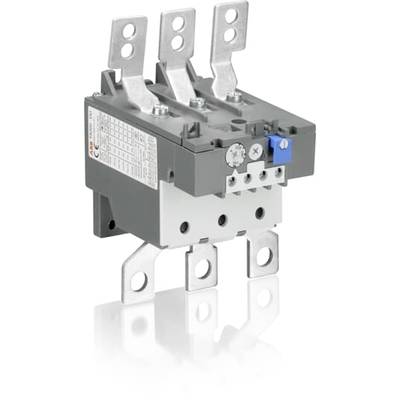 Šedý elektrický výkonový spínač s několika konektory a modrým tlačítkem, používaný pro řízení elektrických zátěží.