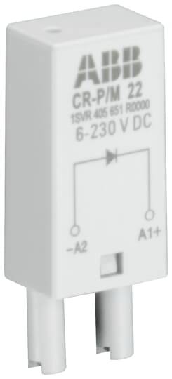ABB relé modul CR-P/M 22, 6-230 V DC, svorky A1+ a A2-.