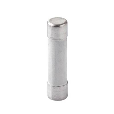 Skleněná pojistka, válcovitého tvaru, s kovovými koncovkami, často používaná v elektrických zařízeních pro ochranu před přetížením.