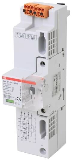 Zařízení pro ochranu před přepětím s několika zásuvkami a elektrickými schematickými symboly, vhodné pro elektrické ochranné instalace.