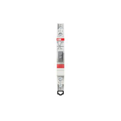 Úzký bílý spínač od ABB s červenými a černými značkami, používaný pro elektrické aplikace.