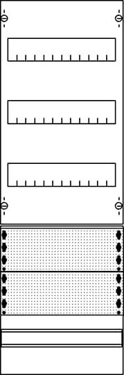 Diagram kontaktního pole s horizontálními a vertikálními připojovacími lištami, vhodný pro elektronické projekty a obvody.