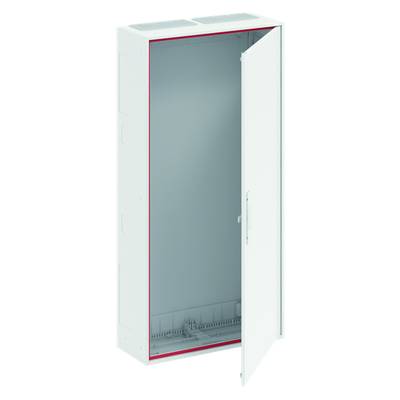 Otevřená bílá skříň s kovovým rámem, vhodná pro instalaci elektrických zařízení nebo jako rozvodná skříň.