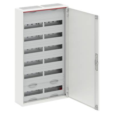 Otevřená elektrická rozvodná skříň s několika volnými lištami pro umístění elektrických komponentů.