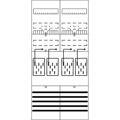 Diagram elektrického obvodu s komponenty, spoji a symboly. Znázorňuje různá rozvržení a zapojení v sérii.