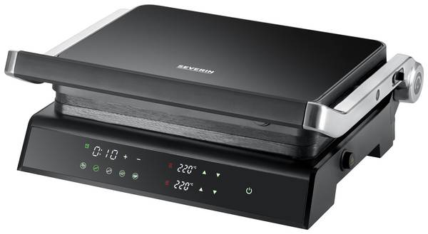 Severin SEVINI Comfort KG2399 elektrický gril, kontaktní gril, černá/stříbrná