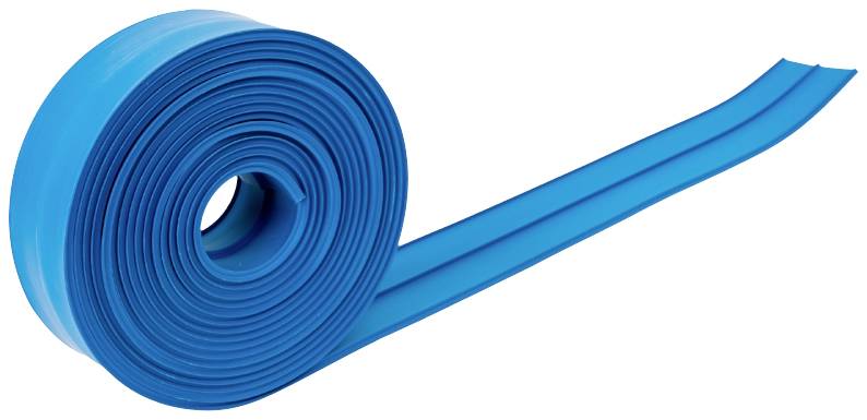 Dlouhý, svinutý modrý těsnicí pás z flexibilního materiálu, který se používá pro těsnicí účely.