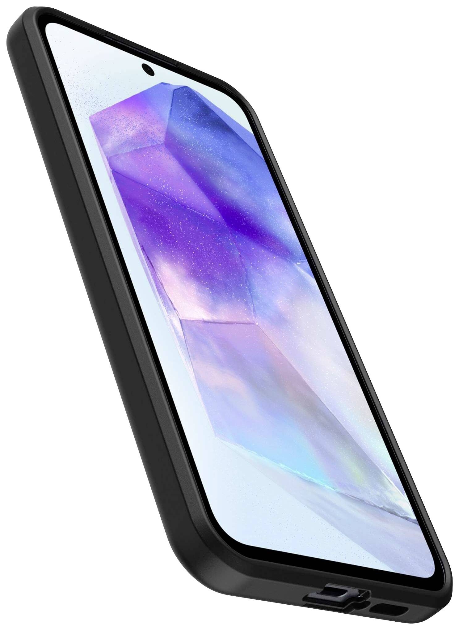 Moderní smartphone s grafickým prvkem připomínajícím krystal na displeji. Zařízení je zobrazeno v šikmém úhlu pohledu.
