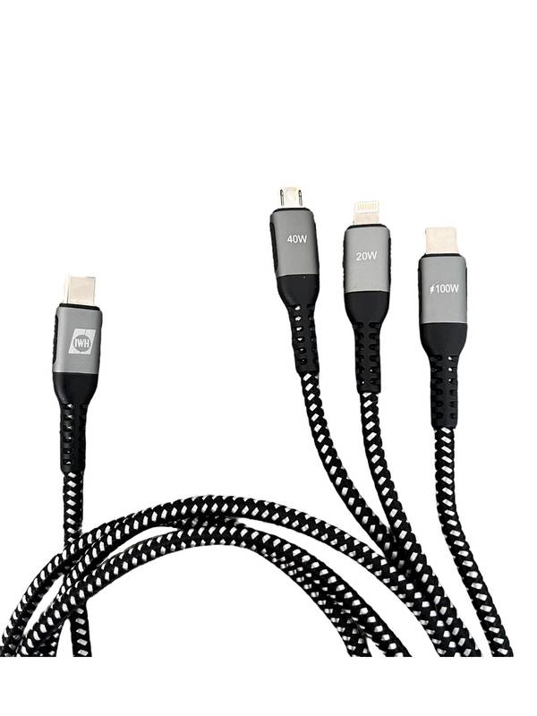 IWH Nabíjecí kabel USB USB-C®, USB Micro-A zásuvka, Apple Lightning konektor 1.20 m 019057