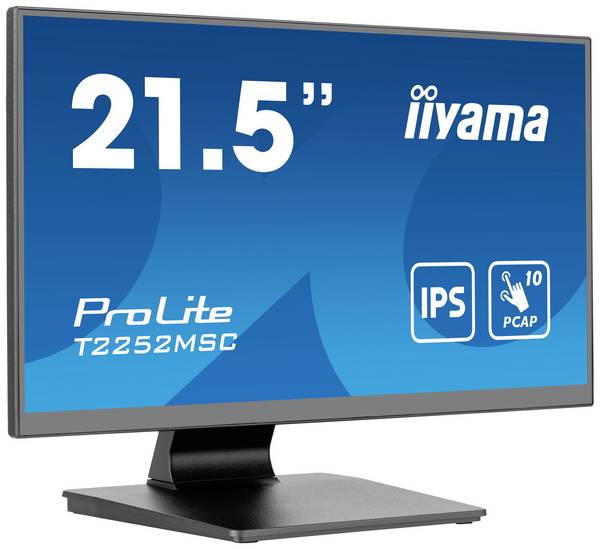 Iiyama ProLite T2252MSC-B2 dotykový monitor Energetická třída (EEK2021): C (A - G)  54.6 cm (21.5 palec) 1920 x 1080 Pixel 16:9 5 ms HDMI™, DisplayPort, zásuvka sluchátek, USB 3.1 IPS LCD