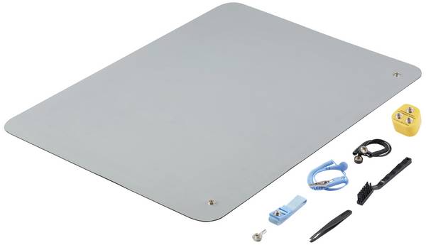 TRU COMPONENTS TC-12494244 ESD set rohoží šedá (d x š x v) 650 x 500 x 2 mm  1 sada
