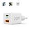 20W nabíječka se dvěma porty: USB-C (20W) a USB-A (18W). Vhodná pro smartphones a bezdrátová sluchátka.