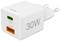 Bílá nabíječka Hama se dvěma porty: USB-C (30W) a USB-A (18W).