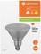 Obal LED žárovky LEDVANCE PAR38 120 zobrazuje detaily: 13,5 W = 120 W, 1035 lm, 2700 K, E27, IP65, úhel vyzařování 30°.