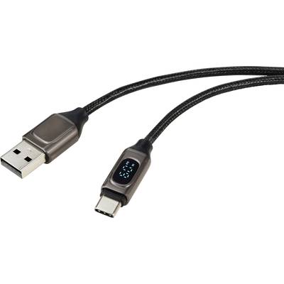 USB kabel s USB-A konektorem na levé straně a USB-C konektorem na straně pravé, oba černě potažené.