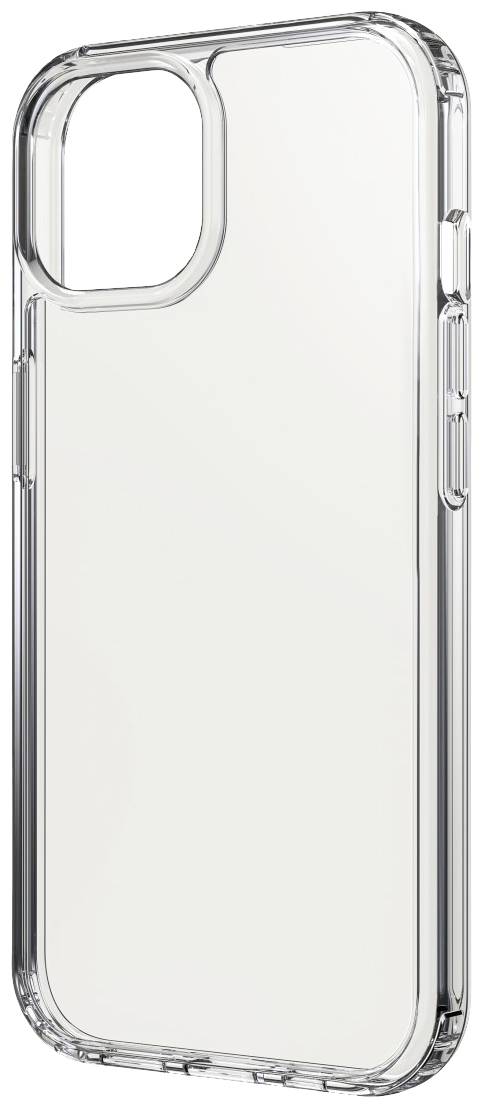 Průhledný plastový kryt na mobilní telefon, obdélníkového tvaru, s výřezem pro fotoaparát. Ochranný a minimalistický design.