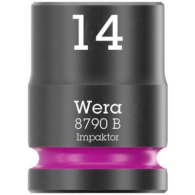 Nástrčný klíč 'Wera 8790 B Impaktor', velikost 14 mm, černý s růžovým kroužkem, určený pro použití s rázovými utahováky.