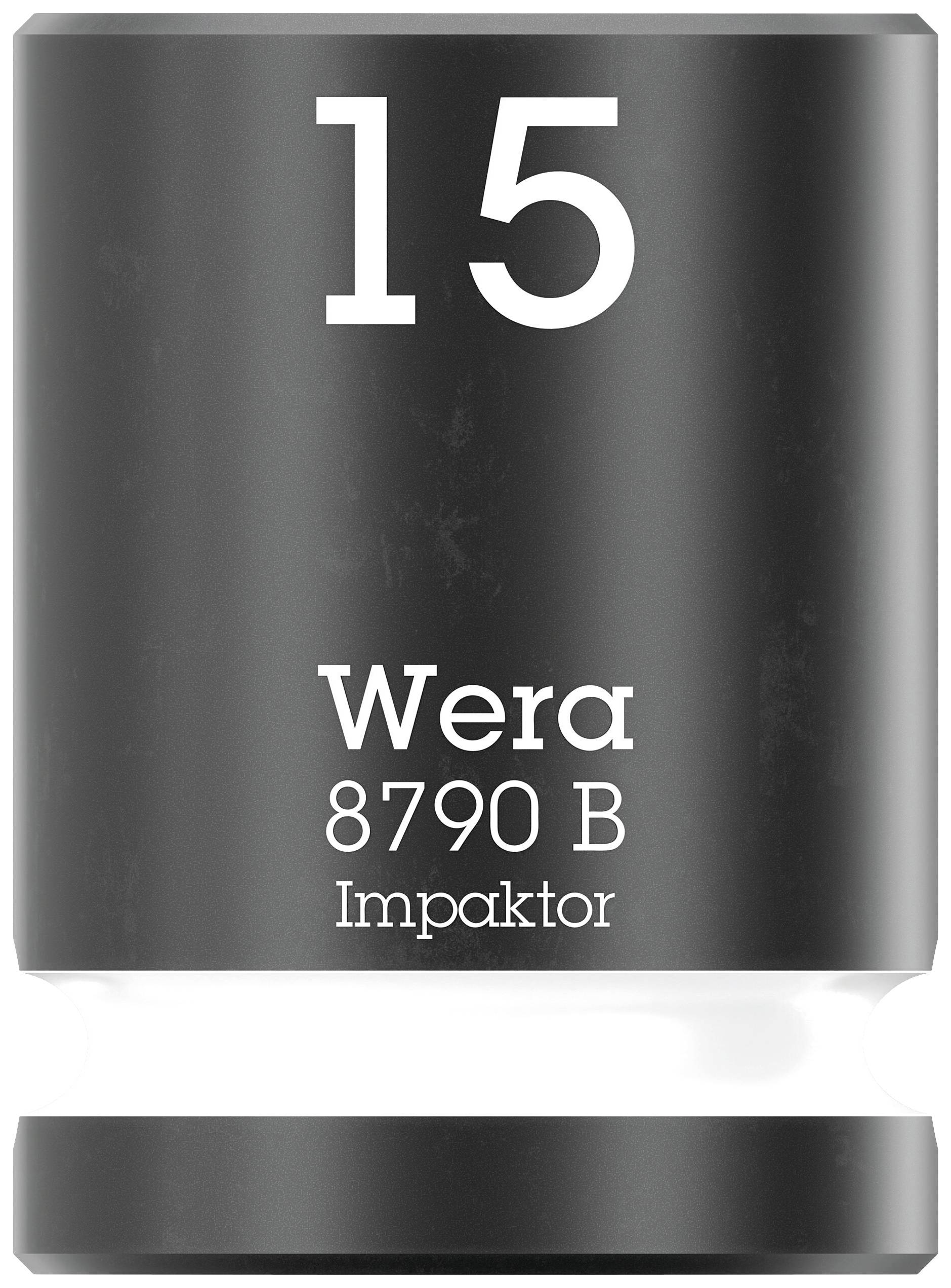 Černá nástrčná hlavice Wera velikosti '15', modelové číslo '8790 B', pro rázové šroubovací aplikace.