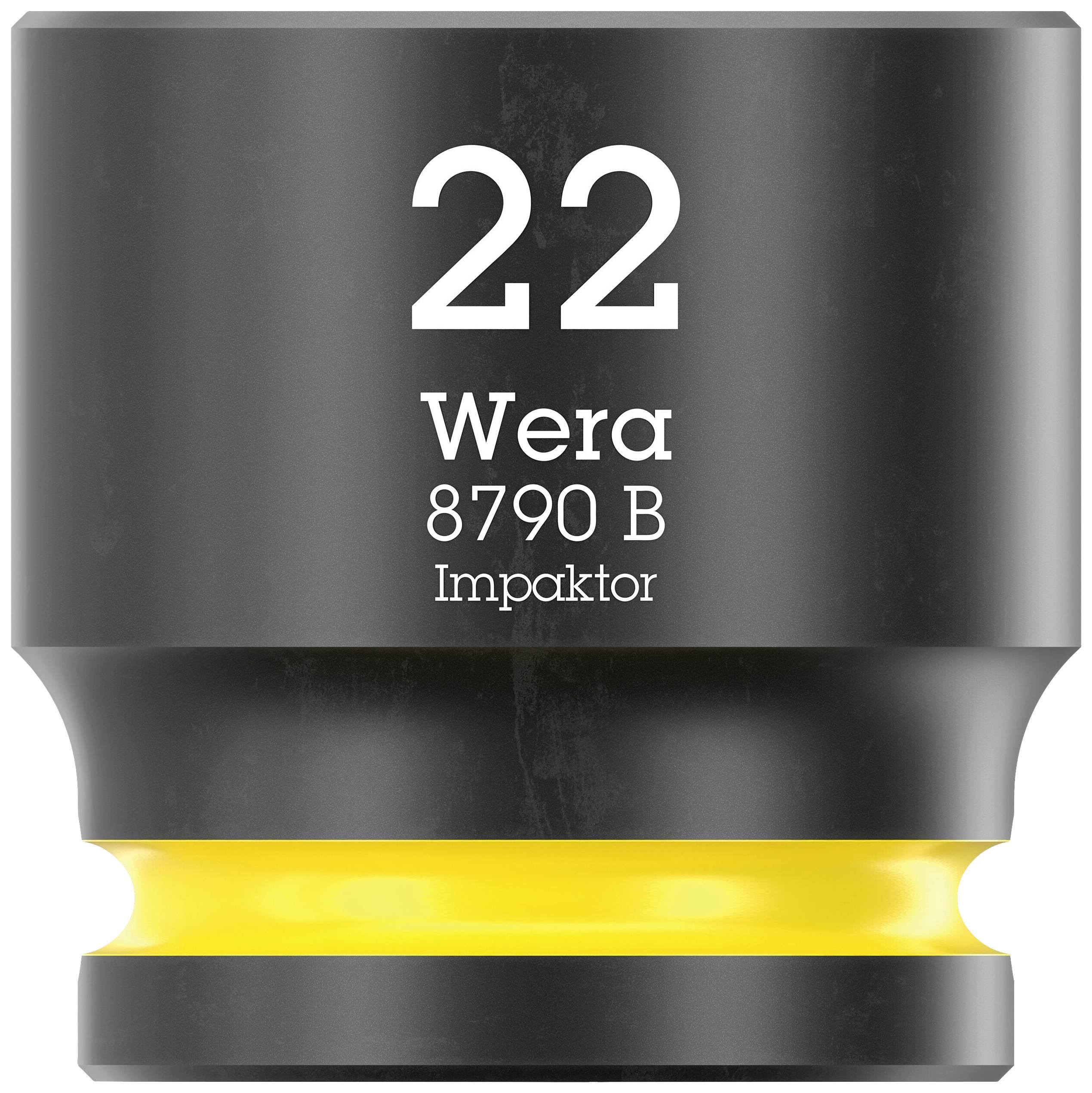'Nástrčný klíč z oceli, velikost 22, značka Wera, model 8790 B, technologie Impaktor, s žlutým kroužkem.'
