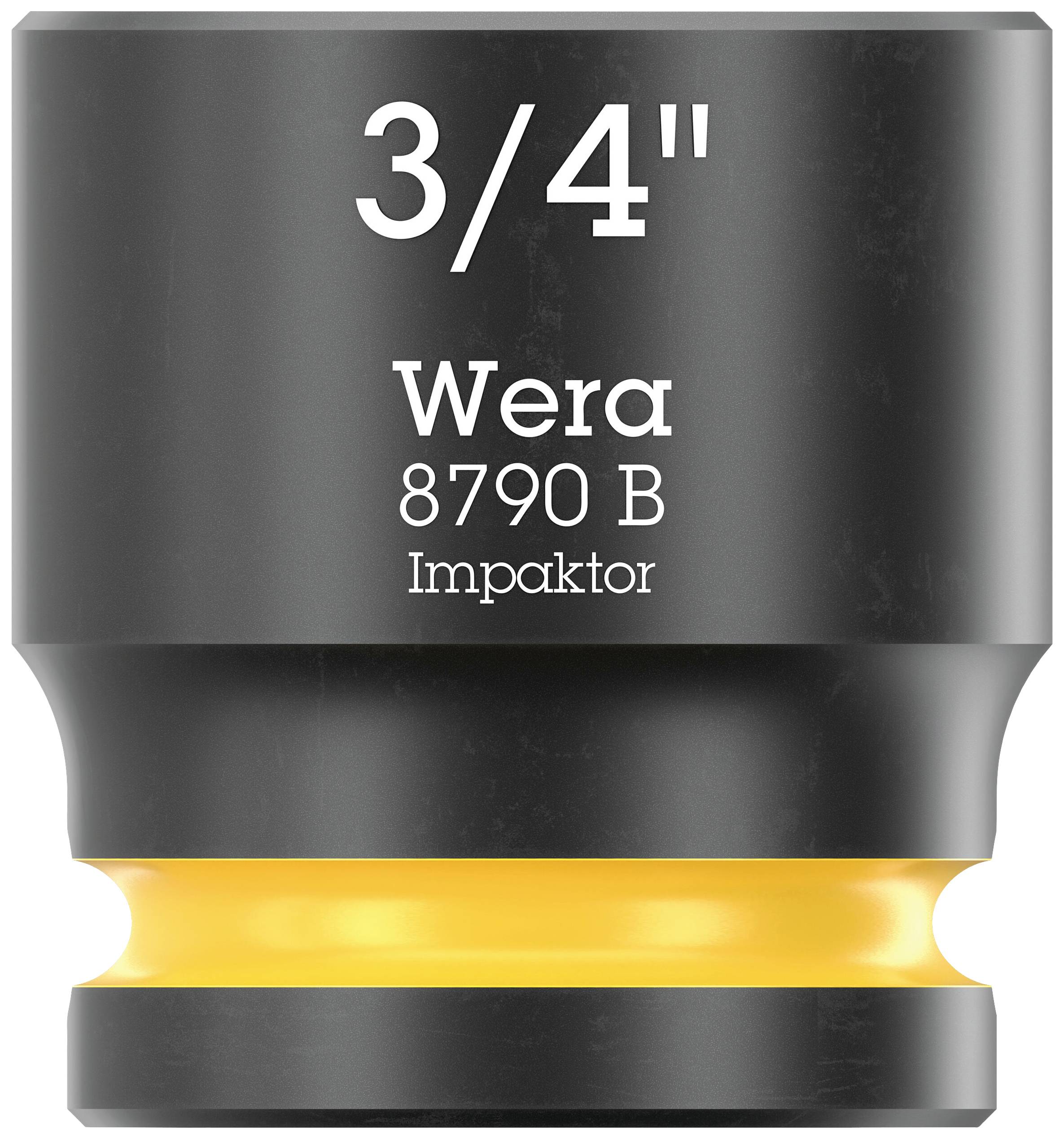 Nástrčný klíč značky Wera, velikost '3/4"', model 8790 B Impaktor, s žlutým kroužkem pro dodatečné upevnění.