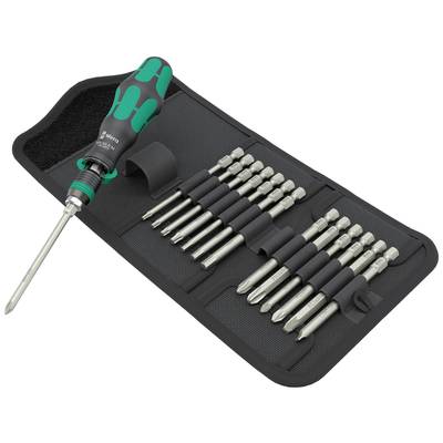 Sada šroubováků s několika nástavci a ergonomickou rukojetí v skládacím pouzdře.