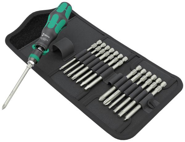 Wera Kraftform Kompakt 838 RA-R M Imperial Set 1 05051066001 sada bitů, 15dílná, křížový PH, křížový PZ, TORX, inbus, vnitřní čtyřhran, plochý, 1/4"