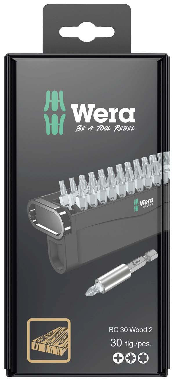 Wera Bit-Check 30 Wood 2 SB 05057438001 sada bitů, 30dílná, křížový PH, křížový PZ, TORX, 1/4"