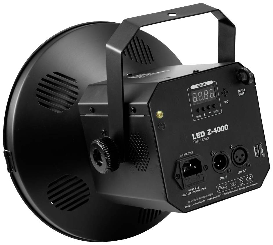 LED divadelní osvětlení Z-4000 s DMX připojením a ovládacím displejem, vhodné pro profesionální světelné instalace.