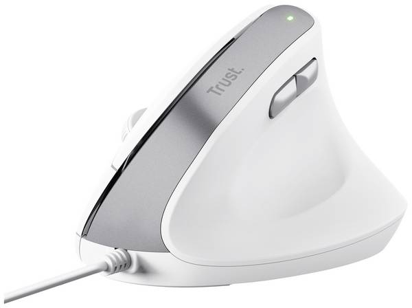 Trust BAYO II ERGONOMIC optická myš, přenos kabelový, 6 tlačítko, 2400 dpi, bílá